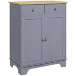 Curio Credenza: Kitchen Storage Cabinet with Solid Wood Top, Adjustable Shelf and 2 Drawers for Living Room - Image 11