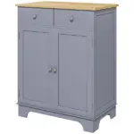 Curio Credenza: Kitchen Storage Cabinet with Solid Wood Top, Adjustable Shelf and 2 Drawers for Living Room