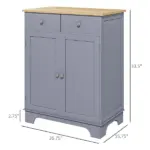 Curio Credenza: Kitchen Storage Cabinet with Solid Wood Top, Adjustable Shelf and 2 Drawers for Living Room - Image 3