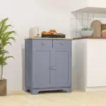 Curio Credenza: Kitchen Storage Cabinet with Solid Wood Top, Adjustable Shelf and 2 Drawers for Living Room - Image 8