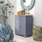 Curio Credenza: Kitchen Storage Cabinet with Solid Wood Top, Adjustable Shelf and 2 Drawers for Living Room - Image 9
