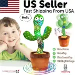 Dancing Talking Cactus Plush Toy with Recording and Music Playback