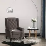 HOMCOM Dark Brown Button-Tufted Accent Chair with Round Armrests, Wood Legs for Living Room - Image 2