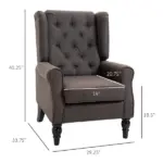 HOMCOM Dark Brown Button-Tufted Accent Chair with Round Armrests, Wood Legs for Living Room - Image 3