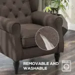 HOMCOM Dark Brown Button-Tufted Accent Chair with Round Armrests, Wood Legs for Living Room - Image 4