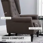 HOMCOM Dark Brown Button-Tufted Accent Chair with Round Armrests, Wood Legs for Living Room - Image 6