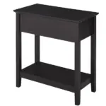 Dark Coffee End Side Table with Flip Top Storage Hinge Cabinet Bottom Shelf Sturdy Base for Living Room - Image 11
