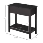 Dark Coffee End Side Table with Flip Top Storage Hinge Cabinet Bottom Shelf Sturdy Base for Living Room - Image 3