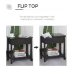 Dark Coffee End Side Table with Flip Top Storage Hinge Cabinet Bottom Shelf Sturdy Base for Living Room - Image 4