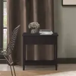 Dark Coffee End Side Table with Flip Top Storage Hinge Cabinet Bottom Shelf Sturdy Base for Living Room - Image 7