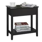 Dark Coffee End Side Table with Flip Top Storage Hinge Cabinet Bottom Shelf Sturdy Base for Living Room - Image 8
