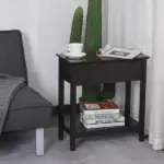 Dark Coffee End Side Table with Flip Top Storage Hinge Cabinet Bottom Shelf Sturdy Base for Living Room - Image 10