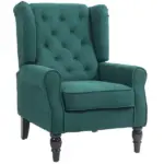 HOMCOM Dark Green High Wingback Lounge Chair, Button-Tufted with Round Armrests, Wood Legs for Living Room - Image 11