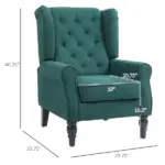HOMCOM Dark Green High Wingback Lounge Chair, Button-Tufted with Round Armrests, Wood Legs for Living Room - Image 3