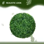 HOMCOM Decorative Artificial Trees 2 Pack 15.75 Inch Faux Boxwood Topiary Ball for Indoor Outdoor Home Decor - Image 4