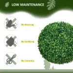 HOMCOM Decorative Artificial Trees 2 Pack 15.75 Inch Faux Boxwood Topiary Ball for Indoor Outdoor Home Decor - Image 6