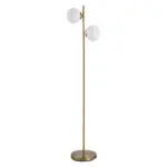 Decorative Floor Lamp with 2 Glass Shades Modern Lighting for Living Room Bedroom White