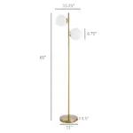 Decorative Floor Lamp with 2 Glass Shades Modern Lighting for Living Room Bedroom White - Image 3