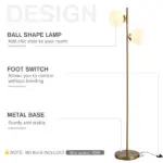 Decorative Floor Lamp with 2 Glass Shades Modern Lighting for Living Room Bedroom White - Image 4
