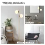 Decorative Floor Lamp with 2 Glass Shades Modern Lighting for Living Room Bedroom White - Image 5