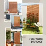 Outsunny Decorative Privacy Fence Screen, Metal Outdoor Privacy Screen Climbing Plant Trellis with Stand, 78" H x 48" W, Brown - Image 6