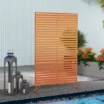Outsunny Decorative Privacy Fence Screen, Metal Outdoor Privacy Screen Climbing Plant Trellis with Stand, 78" H x 48" W, Brown - Image 10