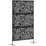 Outsunny Decorative Privacy Fence Screen, Metal Outdoor Privacy Screen Climbing Plant Trellis with Stand, Bamboo Black - Image 11