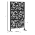 Outsunny Decorative Privacy Fence Screen, Metal Outdoor Privacy Screen Climbing Plant Trellis with Stand, Bamboo Black - Image 3
