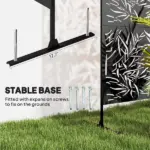 Outsunny Decorative Privacy Fence Screen, Metal Outdoor Privacy Screen Climbing Plant Trellis with Stand, Bamboo Black - Image 5