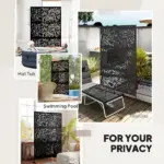 Outsunny Decorative Privacy Fence Screen, Metal Outdoor Privacy Screen Climbing Plant Trellis with Stand, Bamboo Black - Image 6