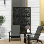 Outsunny Decorative Privacy Fence Screen, Metal Outdoor Privacy Screen Climbing Plant Trellis with Stand, Bamboo Black - Image 8