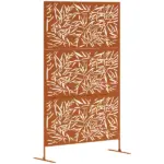 Outsunny Decorative Privacy Fence Screen, Metal Outdoor Privacy Screen Climbing Plant Trellis with Stand, Bamboo Brown - Image 11