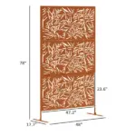 Outsunny Decorative Privacy Fence Screen, Metal Outdoor Privacy Screen Climbing Plant Trellis with Stand, Bamboo Brown - Image 3