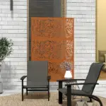 Outsunny Decorative Privacy Fence Screen, Metal Outdoor Privacy Screen Climbing Plant Trellis with Stand, Bamboo Brown - Image 8