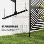 Decorative Privacy Fence Screen, Metal Outdoor Privacy Screen Climbing Plant Trellis with Stand, Rhombus Black - Image 5