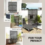 Decorative Privacy Fence Screen, Metal Outdoor Privacy Screen Climbing Plant Trellis with Stand, Rhombus Black - Image 6
