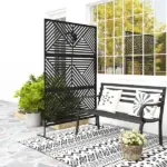 Decorative Privacy Fence Screen, Metal Outdoor Privacy Screen Climbing Plant Trellis with Stand, Rhombus Black - Image 10