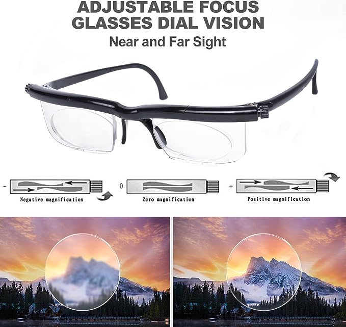 Dial Adjustable Focus Reading Glasses with Variable Lens Strength