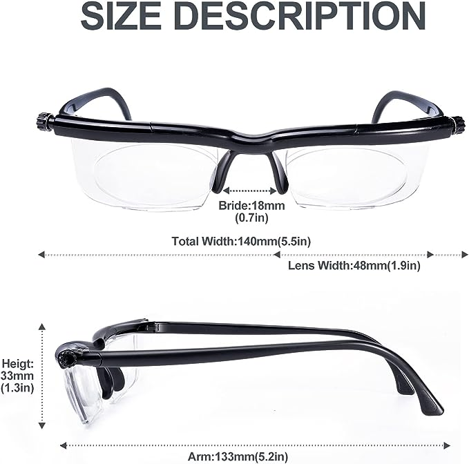 Dial Adjustable Focus Reading Glasses with Variable Lens Strength