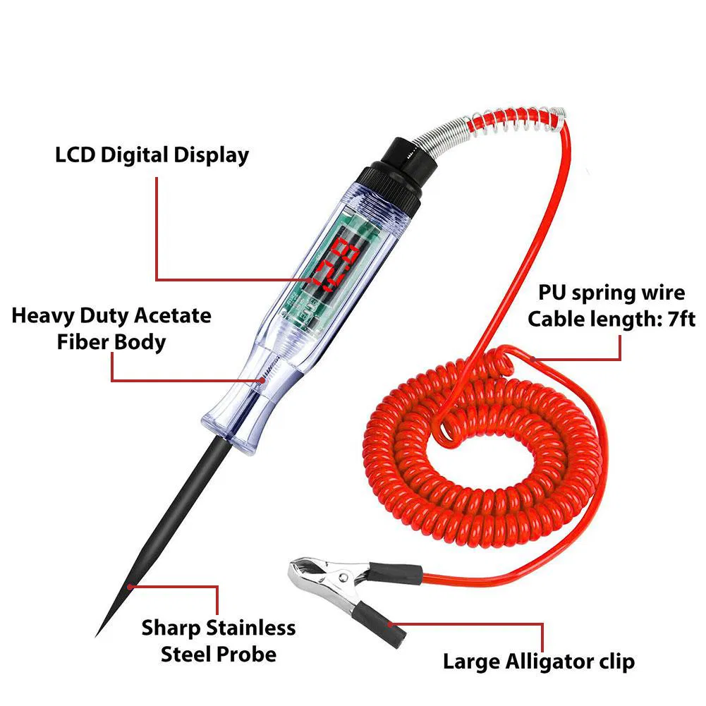 2.6-32V Digital Automotive Circuit Tester with LED Voltage Display