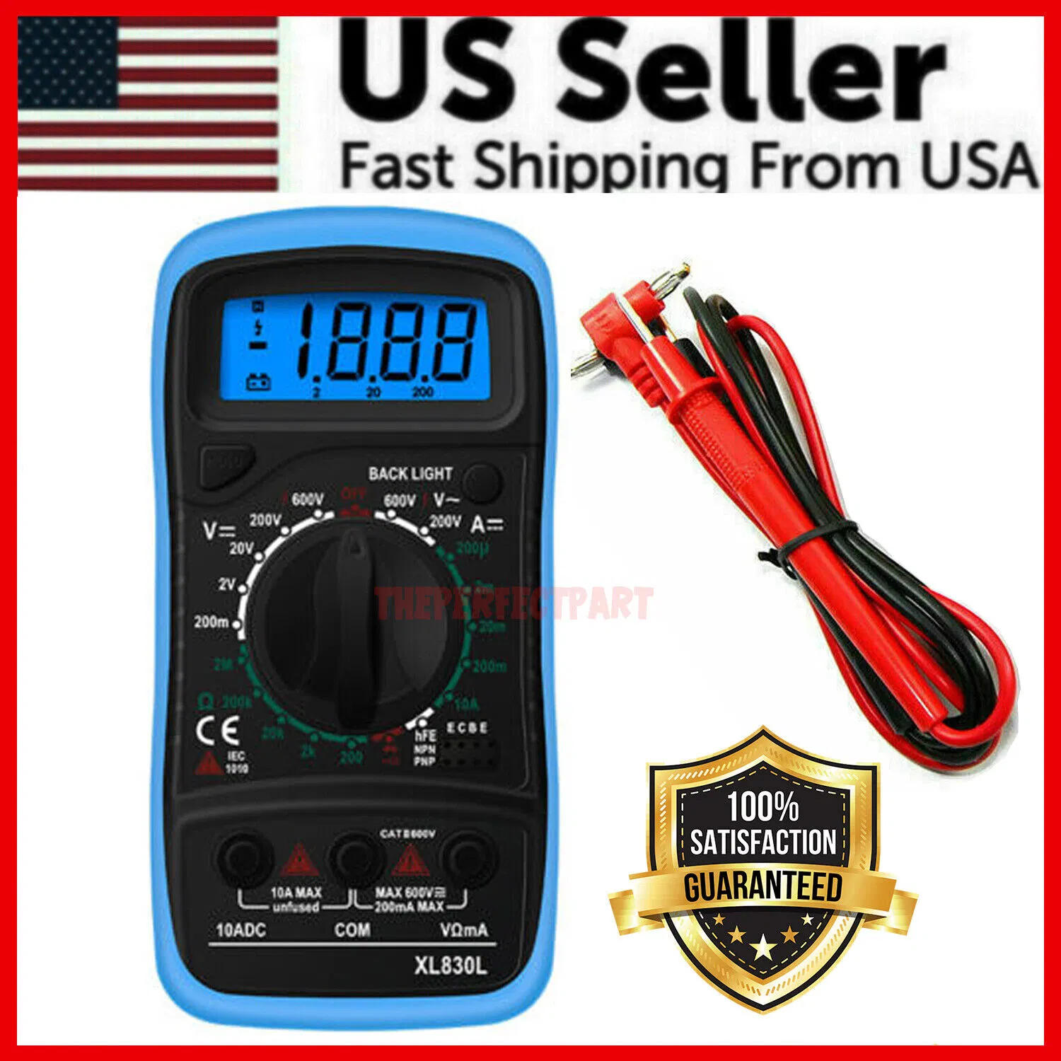 XL830L Digital Multimeter for AC DC Voltage DC Current Resistance and Diode Testing