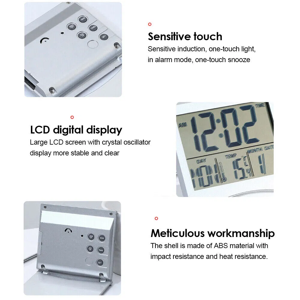 Foldable Digital Travel Alarm Clock with Temperature Display