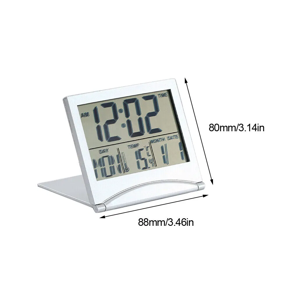 Foldable Digital Travel Alarm Clock with Temperature Display