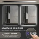 Dimmable Bathroom Mirror with Lights, 37" x 35" Backlit LED Mirror w/ Anti-Fog, Memory and Infinite Color Temperature - Image 4