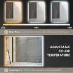 Dimmable Bathroom Mirror with Lights, 37" x 35" Backlit LED Mirror w/ Anti-Fog, Memory and Infinite Color Temperature - Image 5