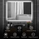 Dimmable Bathroom Mirror with Lights, 37" x 35" Backlit LED Mirror w/ Anti-Fog, Memory and Infinite Color Temperature - Image 9