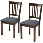 Dining Chairs Set of 2 Linen Upholstered Kitchen Chairs with Rubberwood Legs for Dining Room Living Room Espresso Gray