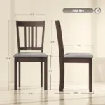 Dining Chairs Set of 2 Linen Upholstered Kitchen Chairs with Rubberwood Legs for Dining Room Living Room Espresso Gray - Image 3
