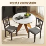 Dining Chairs Set of 2 Linen Upholstered Kitchen Chairs with Rubberwood Legs for Dining Room Living Room Espresso Gray - Image 4