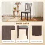 Dining Chairs Set of 2 Linen Upholstered Kitchen Chairs with Rubberwood Legs for Dining Room Living Room Espresso Gray - Image 5